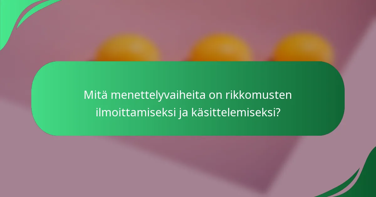 Mitä menettelyvaiheita on rikkomusten ilmoittamiseksi ja käsittelemiseksi?