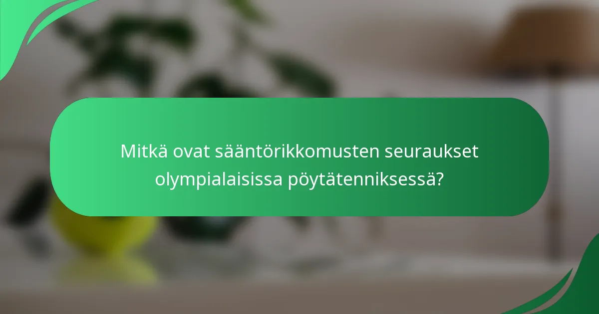 Mitkä ovat sääntörikkomusten seuraukset olympialaisissa pöytätenniksessä?